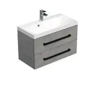 Kúpeľňová skrinka s čiernou úchytkou a umývadlom SAT Cube Way 80x53x40 cm betón mat CUBE2C80ZBE