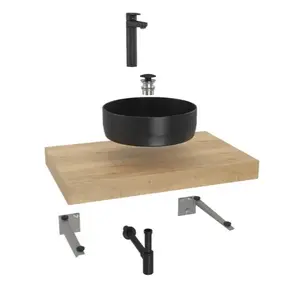 Hansgrohe Dolce kúpeľňová zostava siko s doskou pod umývadlo 80x8x50 cm dub halifax KSETDO10