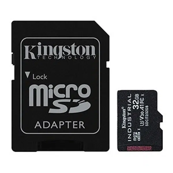 Kingston paměťová karta Industrial C10, 32GB, micro SDHC, SDCIT2/32GB, UHS-I U3 (Class 10), V30, A1, pSLC karta s adaptérem