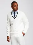 Ombre Men's plaid sweater with crew neckline - white