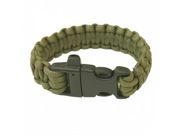 Yate HIGHLANDER Paracord Náramek - trojzubec, píšťalka olivová Křesadlo, píšťalka