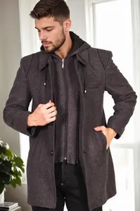 PLT9335 DEWBERRY MEN'S COAT-DIAGONAL BLACK-ANTHRACITE