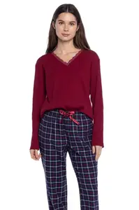 Dámské flanelové pyžamo MANUELLA M Bordó
