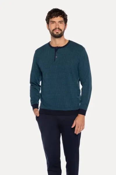 Teplé pánské pyžamo ORLANDO 4XL Tmavě modrá