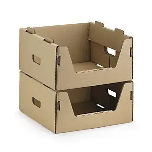 15 x Kartonový stohovatelný box s čelním otvorem 400x400x200 mm