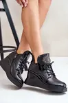 Women's lacquered ankle boots with wedges insulated with Vinceza black