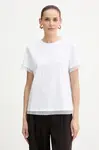 Bavlněné tričko Twinset dámské, bílá barva, 252TT231A