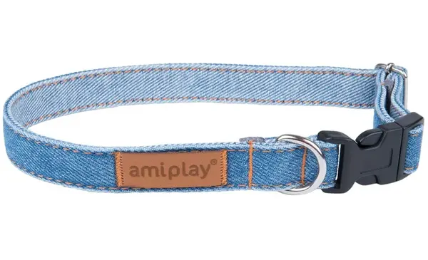 Amiplay nastaviteľný obojok Denim svetlý - M