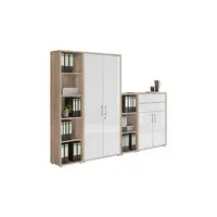 MID.YOU SKŘÍŇ NA ŠANONY, Sonoma dub, vysoce lesklá bílá, 257/185,6/33 cm