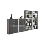 MID.YOU SKŘÍŇ NA ŠANONY, šedá, vysoce lesklá antracitová, 337,6/185,6/33 cm