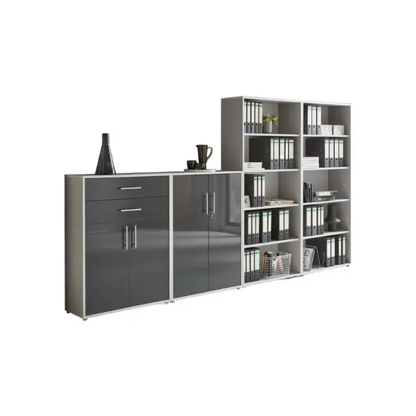 MID.YOU SKŘÍŇ NA ŠANONY, šedá, vysoce lesklá antracitová, 337,6/185,6/33 cm