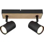 GLOBO 2bodové svietidlo ROBBY čierna/drevo GU10 35W 260 x 60 x 135 mm