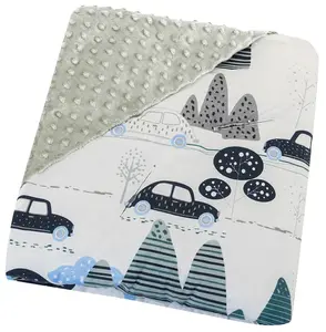 Bomimi Zavinovací deka do autosedačky minky autíčka, modrá