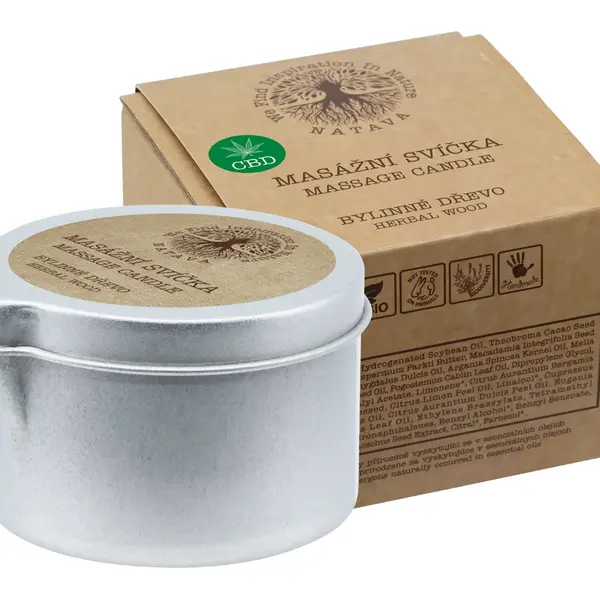 Natava Masážní svíčka Bylinné dřevo + CBD 60 g