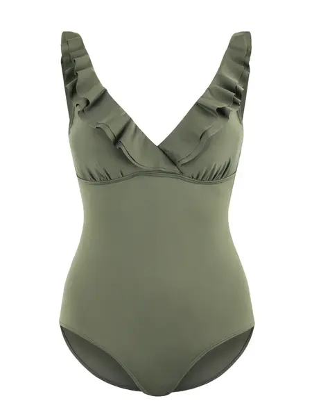 JETTE Jednodielne plavky  olivová