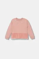 Dětská bavlněná mikina Guess růžová barva, s aplikací, K5BQ07 KAD74