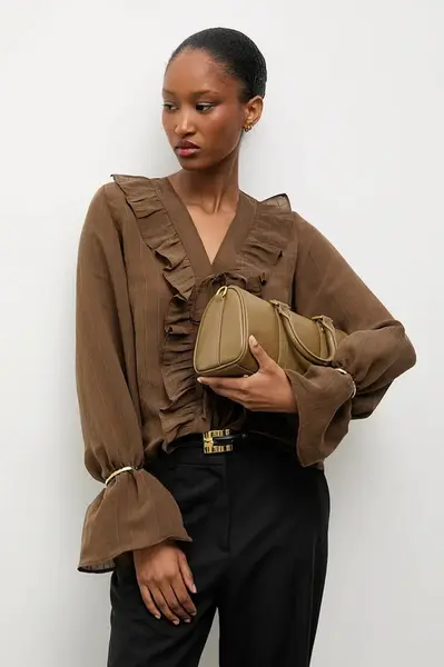 Halenka Answear.LAB dámská, hnědá barva, hladká