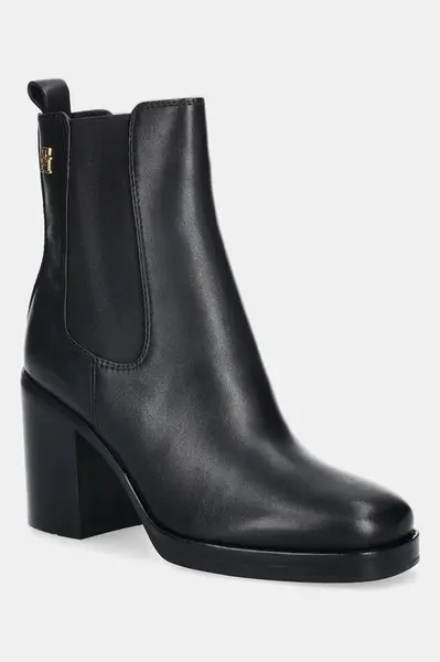 Kožené kotníkové boty Tommy Hilfiger SQUARE TOE CHELSEA HIGH BLOCK HL