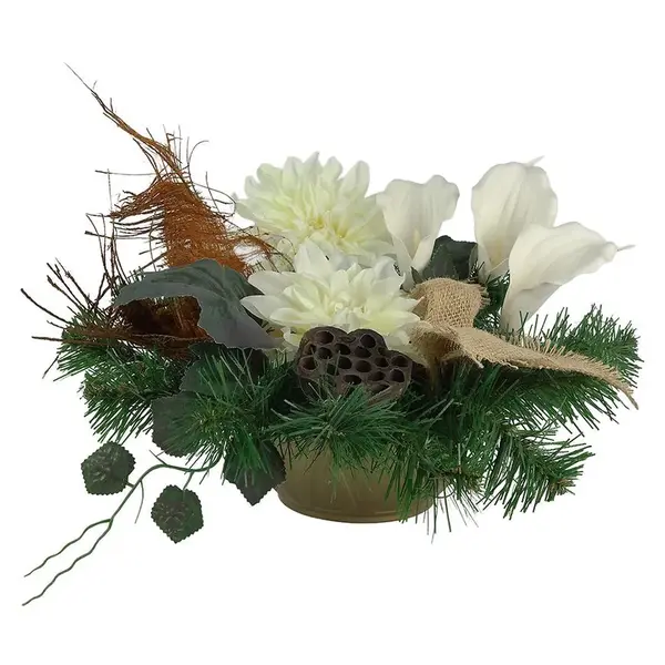 Květinové aranžmá v míse s 5 květy 22x36cm 443764