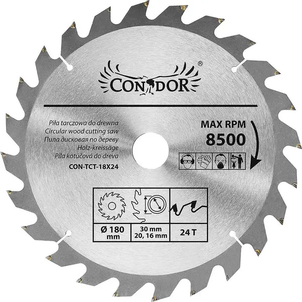 Pílový kotúč do dreva, 180 mm x 24 T, Drel