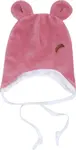 Z&Z Velurová čepice na zavazování s oušky, pudrová vel.  80/86