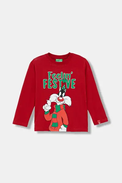 Dětské bavlněné tričko s dlouhým rukávem United Colors of Benetton