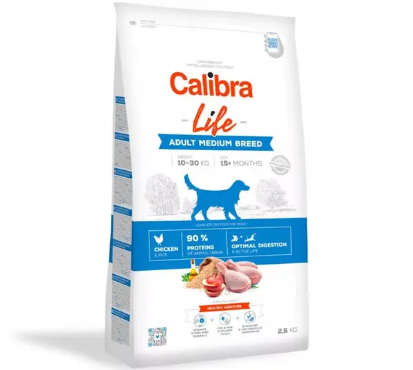 Calibra Dog Life Adult Medium Breed Chicken 2,5 kg | Granule pro psy