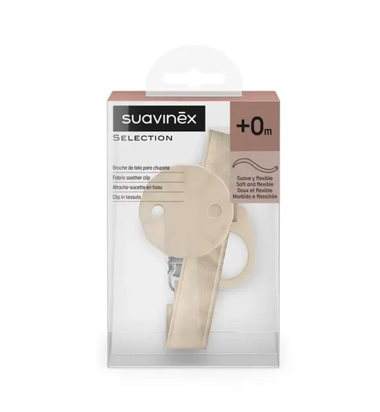 Suavinex Klip na dudlík se stuhou 1 ks krémový