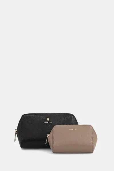 Kožená kosmetická taška Furla 2-pack černá barva, WE00453 ARE000 2183S