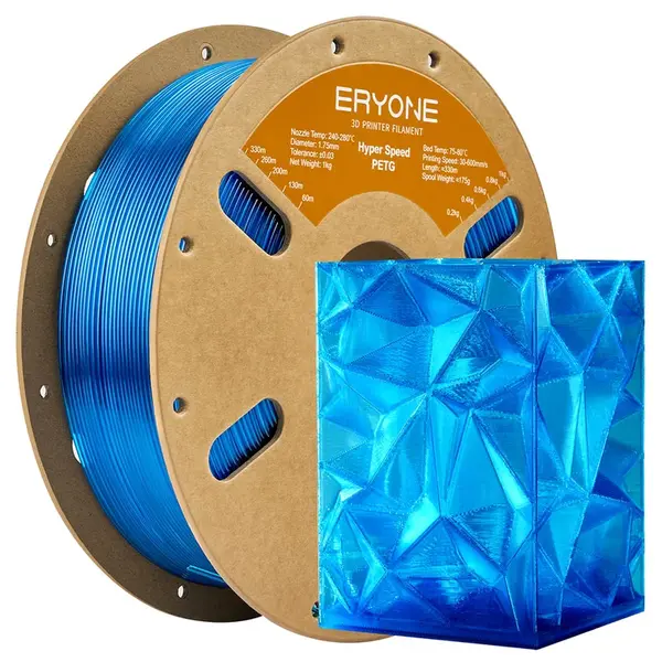 ERYONE High Speed PETG Filament 1kg - Transparent Blue