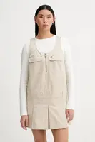 Bavlněné šaty Tommy Jeans béžová barva, mini, DW0DW21949