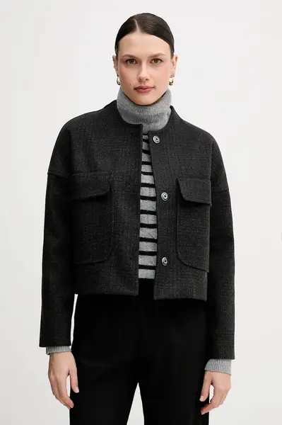 Bunda Sandro Ferrone zelená barva, přechodná, oversize, S23YBFBRUCE