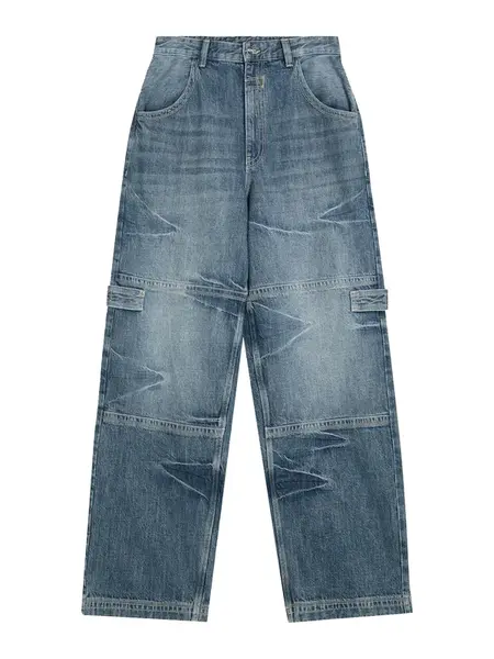 Bershka Džínsy  modrá denim / biela