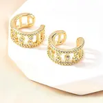 Brass Micro Pave Clear Cubic Zirconia Cuff Earrings