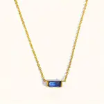 Birthstone Style Brass Cubic Zirconia Rectangle Pendant Necklaces for Women