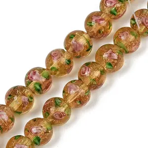 Handmade Glod Sand Lampwork Beads Strands