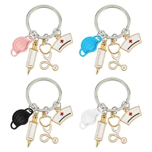 4Pcs 4 Colors Alloy Enamel Keychains