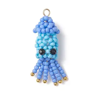 Handmade Glass Seed Beaded Octopus Shape Pendants