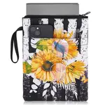 Sunflower Print Polyester Book Storage Zipper Bags