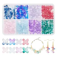 160Pcs 8 Style Transparent Spray Painted Glass Beads