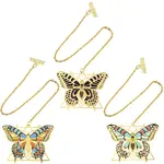 3Pcs 3 Colors Brass Bookmark with Long Chains