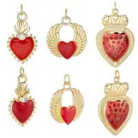 6Pcs 3 Styles Brass Enamel Pendants
