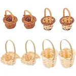 8Pcs 4 Style Mini Rattan Bamboo Baskets