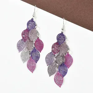430 Stainless Steel Leaf Dangle Earrings