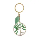 Tree of Life & Leaf Glass Seed Beaded Keychain