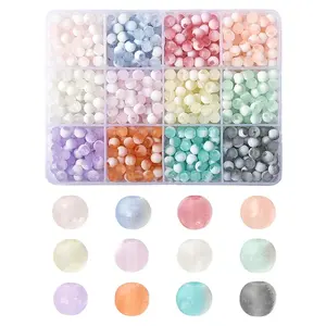 840Pcs 12 Colors Frosted Crackle Glass Beads