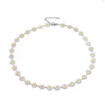 Enamel Daisy Link Chain Necklace