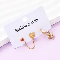 304 Stainless Steel Heart Stud Earring & Hoop Earring Sets