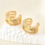 Brass Micro Pave Clear Cubic Zirconia Cuff Earrings