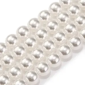 Baking Paint Pearlized Glass Pearl Round Bead Strands
